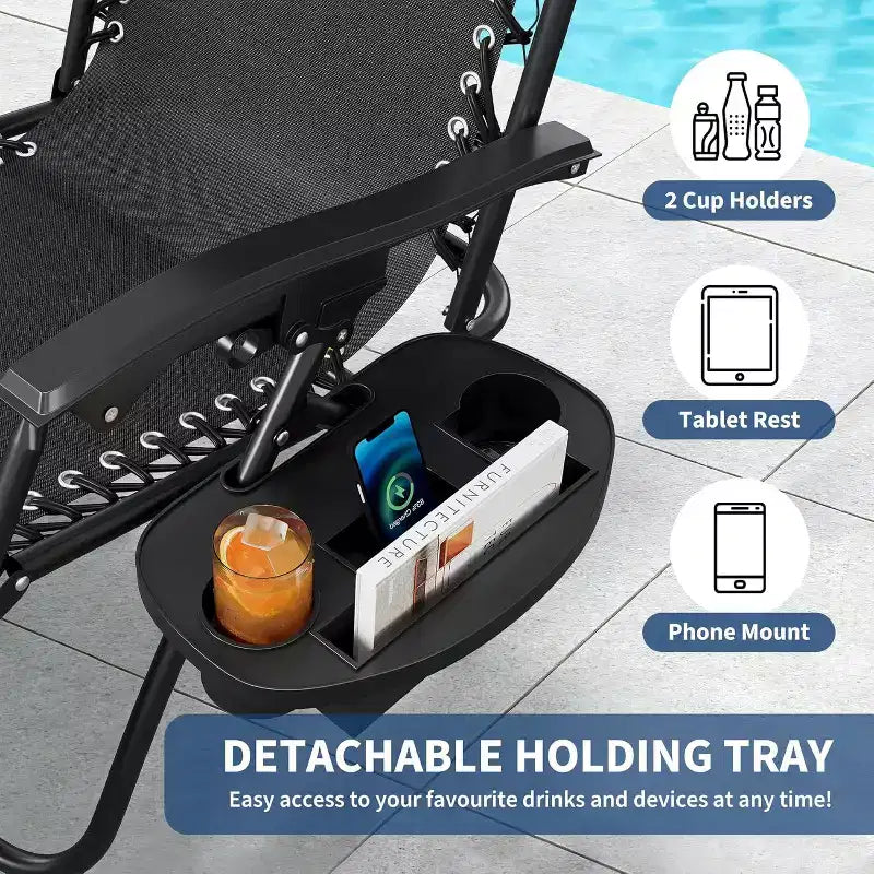Weightless Chairs,Living Room Chairs for Outdoor Patio Last Intervention with Pillow and Cup Tray,Adjustable Reclining Chair,Portable Folding Chair