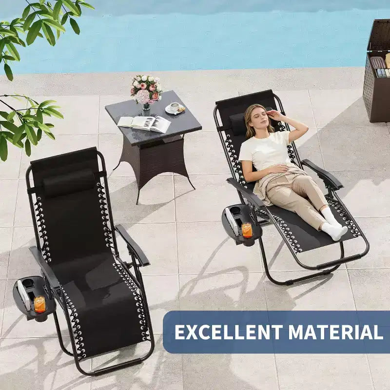 Weightless Chairs,Living Room Chairs for Outdoor Patio Last Intervention with Pillow and Cup Tray,Adjustable Reclining Chair,Portable Folding Chair