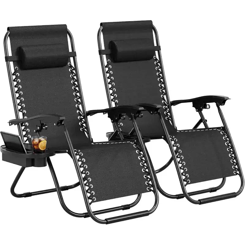 Weightless Chairs,Living Room Chairs for Outdoor Patio Last Intervention with Pillow and Cup Tray,Adjustable Reclining Chair,Portable Folding Chair