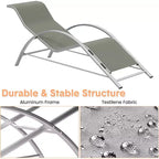 Rust-Resistant Aluminum 3 Piece Patio Lounge Chair Set, 2 Outdoor Reclining Loungers & 1 Side Table, Stackable Space-Saving for Poolside, Garden