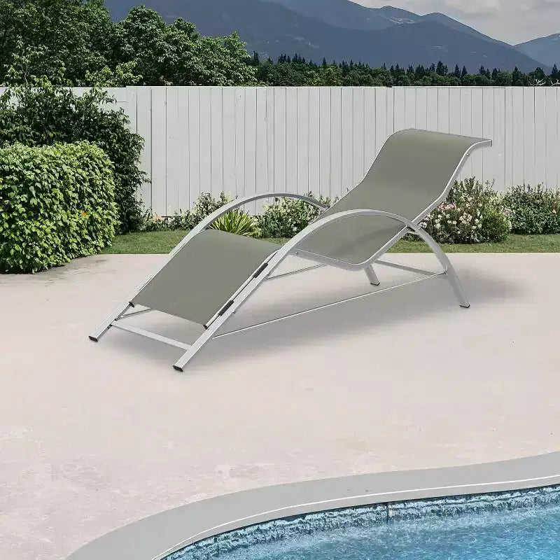 Rust-Resistant Aluminum 3 Piece Patio Lounge Chair Set, 2 Outdoor Reclining Loungers & 1 Side Table, Stackable Space-Saving for Poolside, Garden