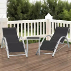 Rust-Resistant Aluminum 3 Piece Patio Lounge Chair Set, 2 Outdoor Reclining Loungers & 1 Side Table, Stackable Space-Saving for Poolside, Garden
