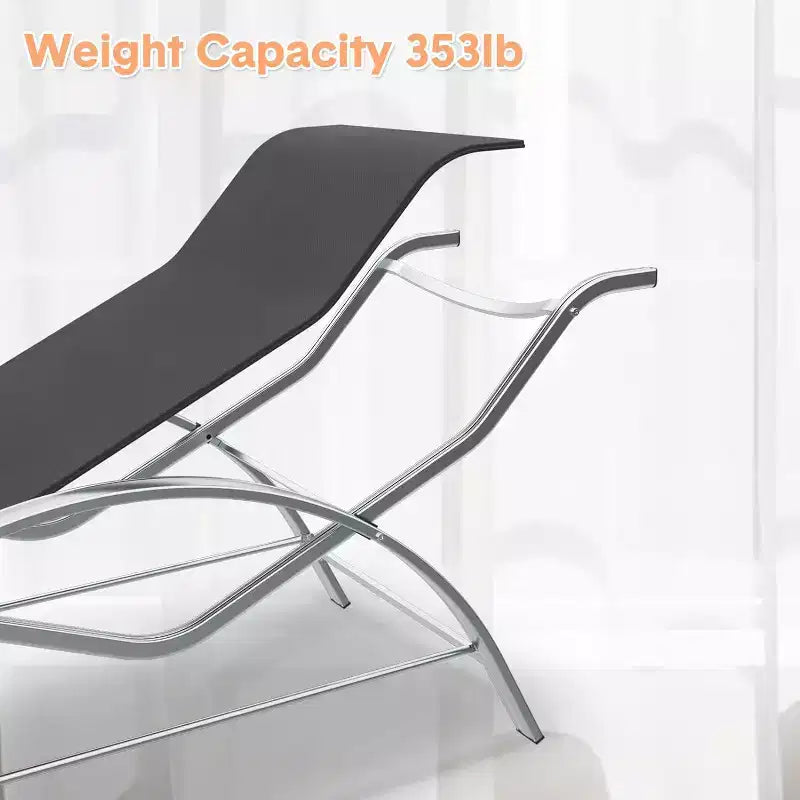 Rust-Resistant Aluminum 3 Piece Patio Lounge Chair Set, 2 Outdoor Reclining Loungers & 1 Side Table, Stackable Space-Saving for Poolside, Garden