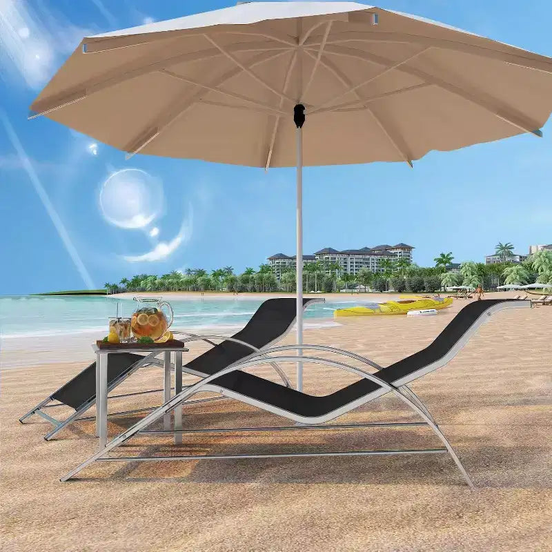 Rust-Resistant Aluminum 3 Piece Patio Lounge Chair Set, 2 Outdoor Reclining Loungers & 1 Side Table, Stackable Space-Saving for Poolside, Garden