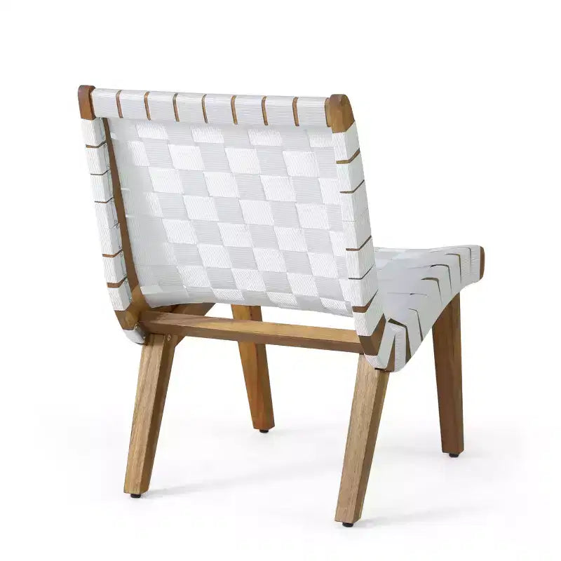 ModernLuxe Sedie a Sdraio da Esterno in Legno di Acacia, Poltrona da Giardino con Intreccio in Corda e Contorno Ergonomico Incassato - Set da 2