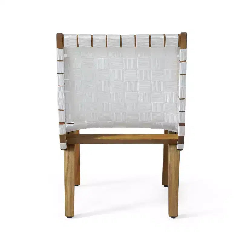ModernLuxe Sedie a Sdraio da Esterno in Legno di Acacia, Poltrona da Giardino con Intreccio in Corda e Contorno Ergonomico Incassato - Set da 2