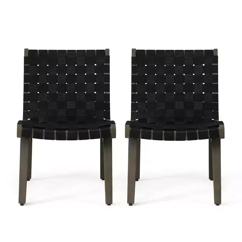 ModernLuxe Sedie a Sdraio da Esterno in Legno di Acacia, Poltrona da Giardino con Intreccio in Corda e Contorno Ergonomico Incassato - Set da 2