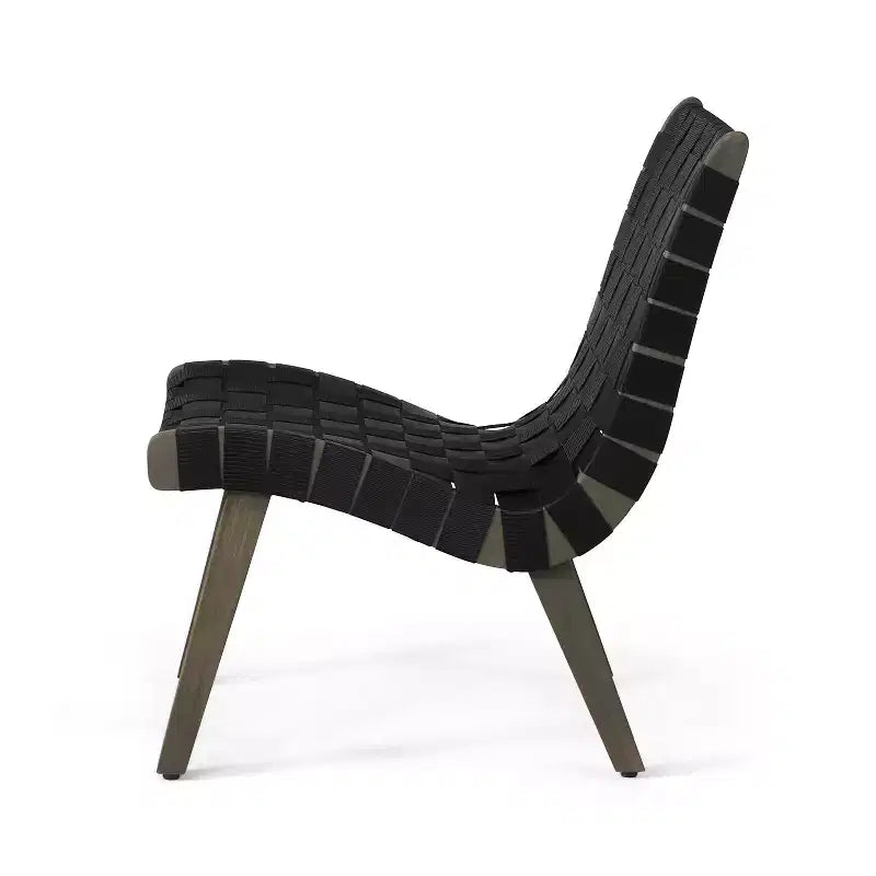 ModernLuxe Sedie a Sdraio da Esterno in Legno di Acacia, Poltrona da Giardino con Intreccio in Corda e Contorno Ergonomico Incassato - Set da 2