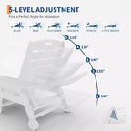 Chaise Lounge Outdoor, Lounge Chair Outdoor with Rolling Wheels, Adjustable 5-Position Backrest, HDPE Lounge Chair with Cup Holder Weather-Resistant