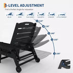 Chaise Lounge Outdoor, Lounge Chair Outdoor with Rolling Wheels, Adjustable 5-Position Backrest, HDPE Lounge Chair with Cup Holder Weather-Resistant
