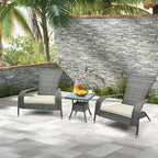 Costway 3-Piece Wicker Adirondack Set Ergonomic Oversized Rattan Chairs w/ Coffee Table Comfy Seat Cushions