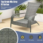 Costway 3-Piece Wicker Adirondack Set Ergonomic Oversized Rattan Chairs w/ Coffee Table Comfy Seat Cushions