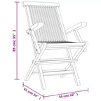 vidaXL Folding Garden Chair Set of 4 Solid teak wood Standard
