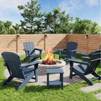 Set di 4 sedie Adirondack in plastica HDPE con 2 tavolini laterali - Sedie da falò in poly lumber sovradimensionate da 172 kg resistenti alle intemperie - Sedie da esterno per patio
