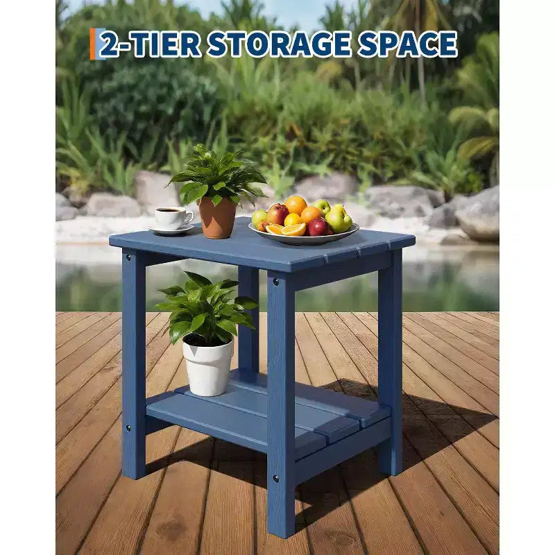 Set di 4 sedie Adirondack in plastica HDPE con 2 tavolini laterali - Sedie da falò in poly lumber sovradimensionate da 172 kg resistenti alle intemperie - Sedie da esterno per patio