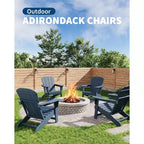 Set di 4 sedie Adirondack in plastica HDPE con 2 tavolini laterali - Sedie da falò in poly lumber sovradimensionate da 172 kg resistenti alle intemperie - Sedie da esterno per patio