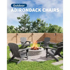 Set di 4 sedie Adirondack in plastica HDPE con 2 tavolini laterali - Sedie da falò in poly lumber sovradimensionate da 172 kg resistenti alle intemperie - Sedie da esterno per patio