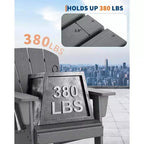 Set di 4 sedie Adirondack in plastica HDPE con 2 tavolini laterali - Sedie da falò in poly lumber sovradimensionate da 172 kg resistenti alle intemperie - Sedie da esterno per patio