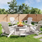 Set di 4 sedie Adirondack in plastica HDPE con 2 tavolini laterali - Sedie da falò in poly lumber sovradimensionate da 172 kg resistenti alle intemperie - Sedie da esterno per patio