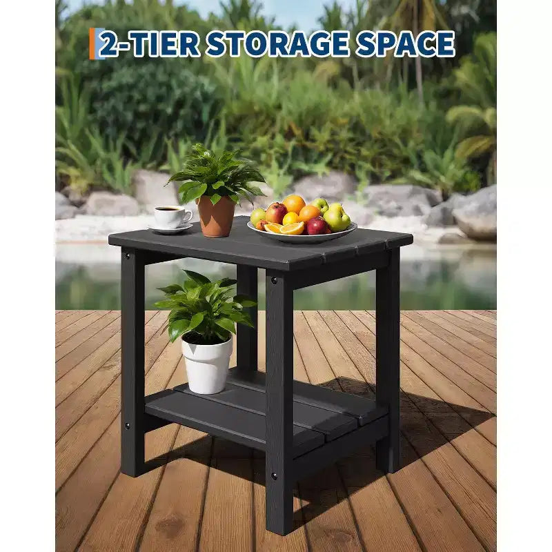 Set di 4 sedie Adirondack in plastica HDPE con 2 tavolini laterali - Sedie da falò in poly lumber sovradimensionate da 172 kg resistenti alle intemperie - Sedie da esterno per patio