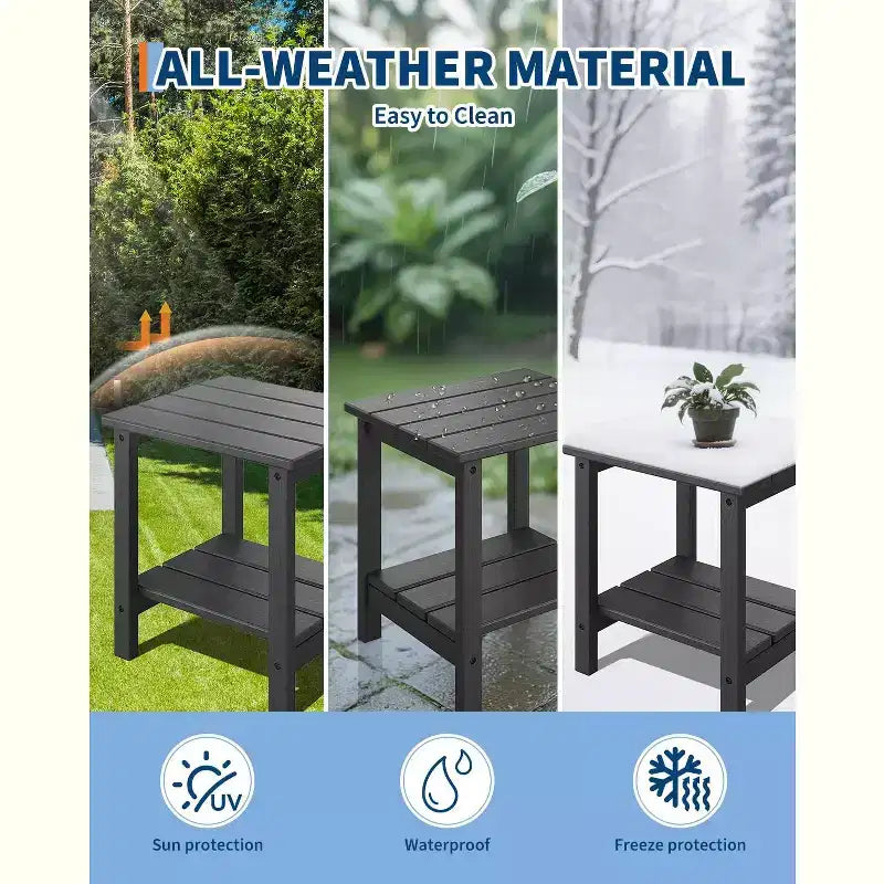 Set di 4 sedie Adirondack in plastica HDPE con 2 tavolini laterali - Sedie da falò in poly lumber sovradimensionate da 172 kg resistenti alle intemperie - Sedie da esterno per patio