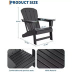 Set di 4 sedie Adirondack in plastica HDPE con 2 tavolini laterali - Sedie da falò in poly lumber sovradimensionate da 172 kg resistenti alle intemperie - Sedie da esterno per patio