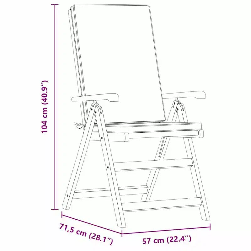 vidaXL Sedia da Giardino 4 pz 57 x 71,5 x 104 cm