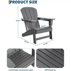 Set di 2 sedie da giardino Adirondack in HDPE, capacità 172 kg, resistenti alle intemperie, texture effetto legno, braccioli larghi, schienale a doghe