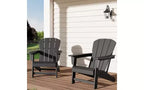 Set di 2 sedie da giardino Adirondack in HDPE, capacità 172 kg, resistenti alle intemperie, texture effetto legno, braccioli larghi, schienale a doghe