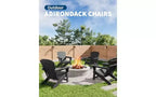 Set di 2 sedie da giardino Adirondack in HDPE, capacità 172 kg, resistenti alle intemperie, texture effetto legno, braccioli larghi, schienale a doghe