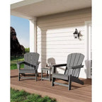 Set di 2 sedie da giardino Adirondack in HDPE, capacità 172 kg, resistenti alle intemperie, texture effetto legno, braccioli larghi, schienale a doghe