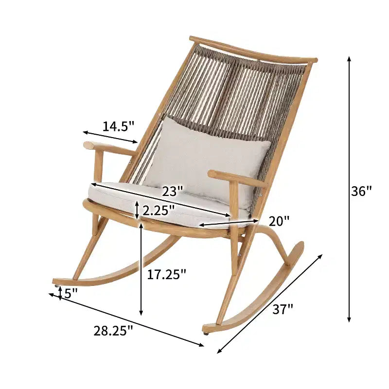 Sedia a Dondolo da Esterno, Poltrona Relax da Giardino con Robusta Struttura in Ferro Antiruggine e Cuscino - ModernLuxe