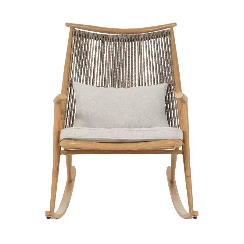 Sedia a Dondolo da Esterno, Poltrona Relax da Giardino con Robusta Struttura in Ferro Antiruggine e Cuscino - ModernLuxe