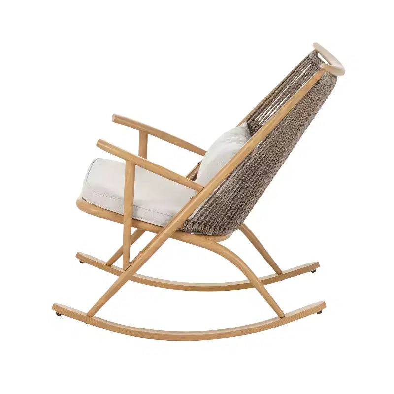 Sedia a Dondolo da Esterno, Poltrona Relax da Giardino con Robusta Struttura in Ferro Antiruggine e Cuscino - ModernLuxe
