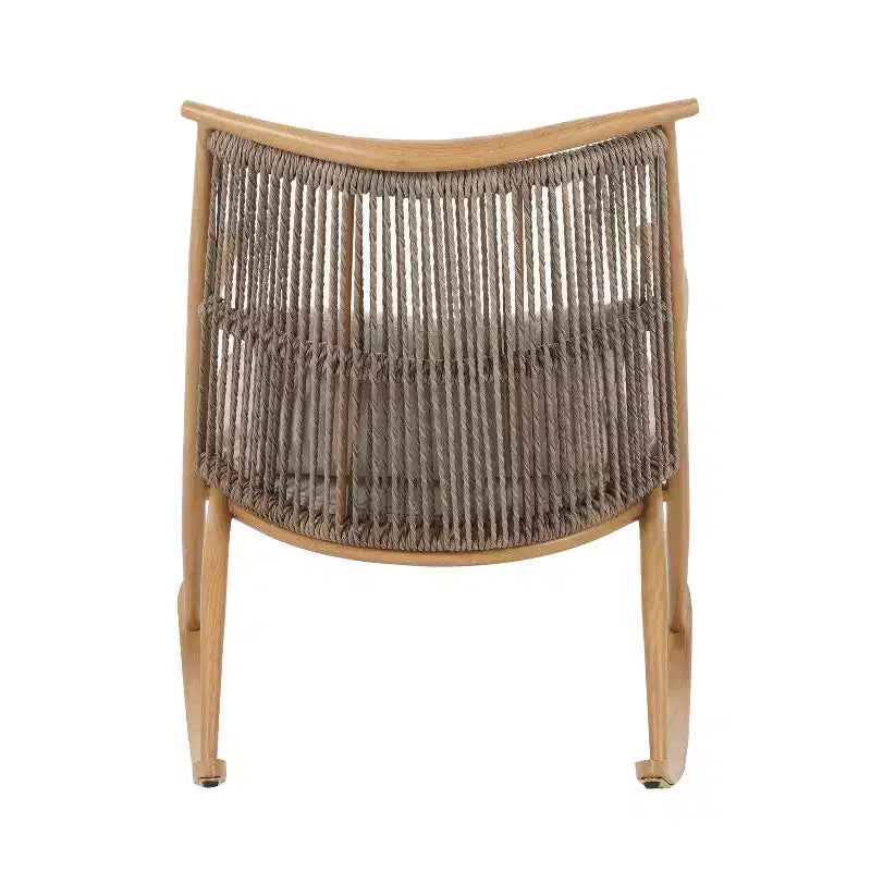 Sedia a Dondolo da Esterno, Poltrona Relax da Giardino con Robusta Struttura in Ferro Antiruggine e Cuscino - ModernLuxe
