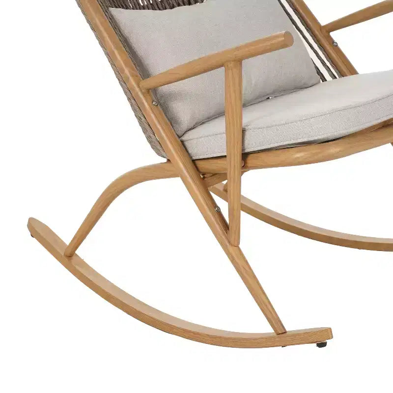 Sedia a Dondolo da Esterno, Poltrona Relax da Giardino con Robusta Struttura in Ferro Antiruggine e Cuscino - ModernLuxe