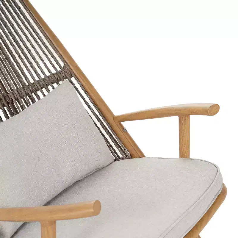 Sedia a Dondolo da Esterno, Poltrona Relax da Giardino con Robusta Struttura in Ferro Antiruggine e Cuscino - ModernLuxe