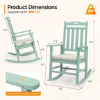 VINGLI Outdoor Rocking Chair, Heavy Duty 450 lbs Poplar Wooden Rocking Chair with High Backrest Design, Come with a Cushion