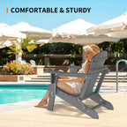 Karl Home Patio HDPE Folding Adirondack Chair With Cup Holder