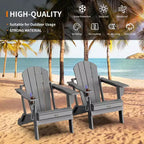 Karl Home Patio HDPE Folding Adirondack Chair With Cup Holder