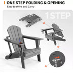 Karl Home Patio HDPE Folding Adirondack Chair With Cup Holder