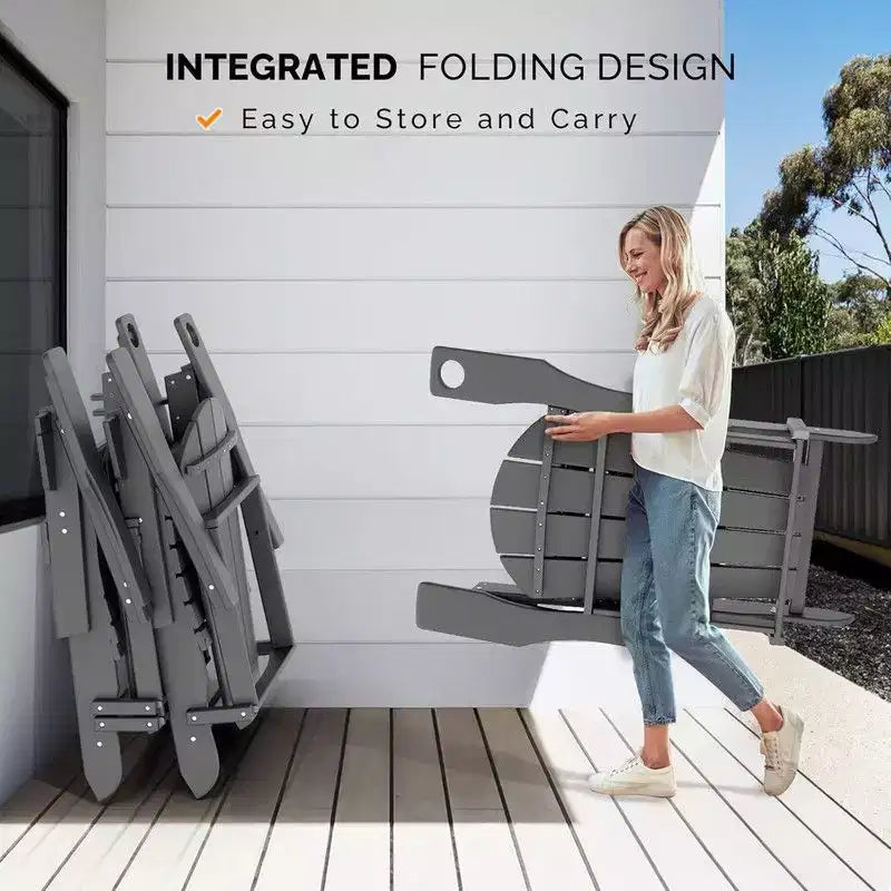 Karl Home Patio HDPE Folding Adirondack Chair With Cup Holder
