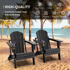 Karl Home Patio HDPE Folding Adirondack Chair With Cup Holder