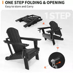 Karl Home Patio HDPE Folding Adirondack Chair With Cup Holder