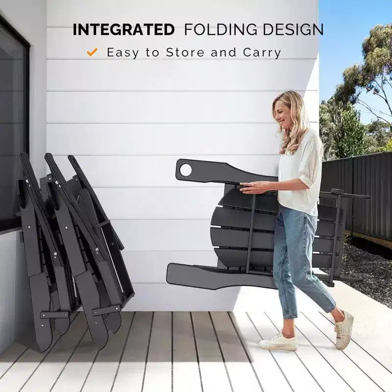 Karl Home Patio HDPE Folding Adirondack Chair With Cup Holder
