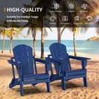 Karl Home Patio HDPE Folding Adirondack Chair With Cup Holder