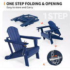 Karl Home Patio HDPE Folding Adirondack Chair With Cup Holder