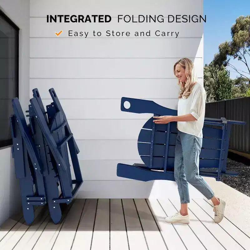 Karl Home Patio HDPE Folding Adirondack Chair With Cup Holder