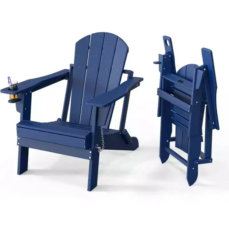 Sedia Adirondack Pieghevole da Esterno Karl Home HDPE con Portabicchieri