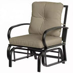 Sedia a dondolo da esterno Outsunny, dondolo da patio con cuscini, struttura in acciaio, braccioli curvi, beige